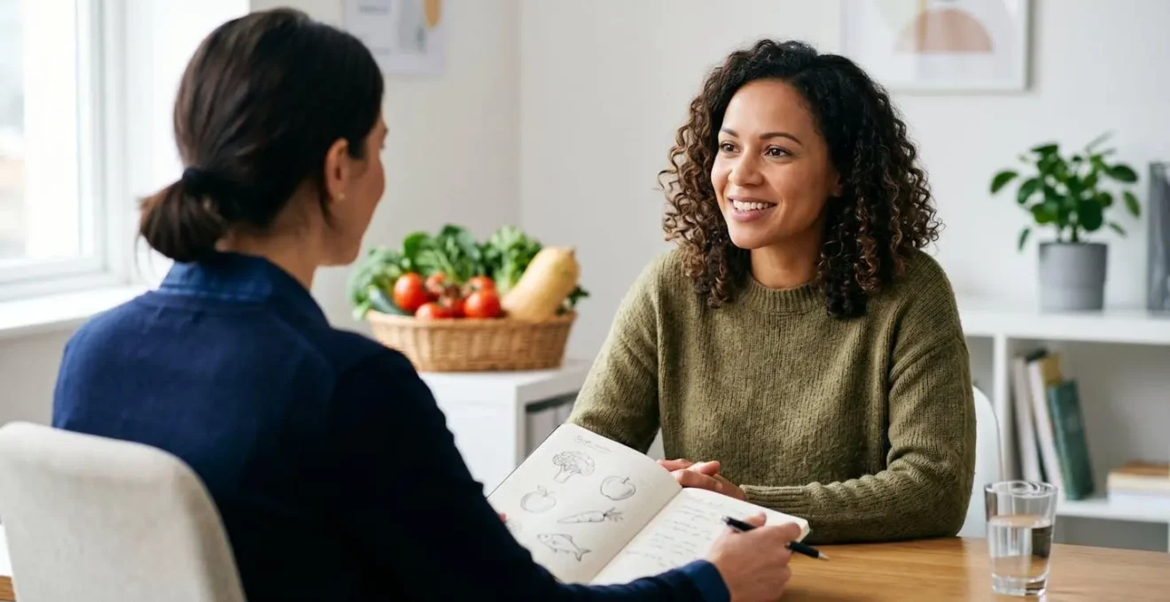 Professionnel de santé et patient discutant alimentation et remboursement mutuelle