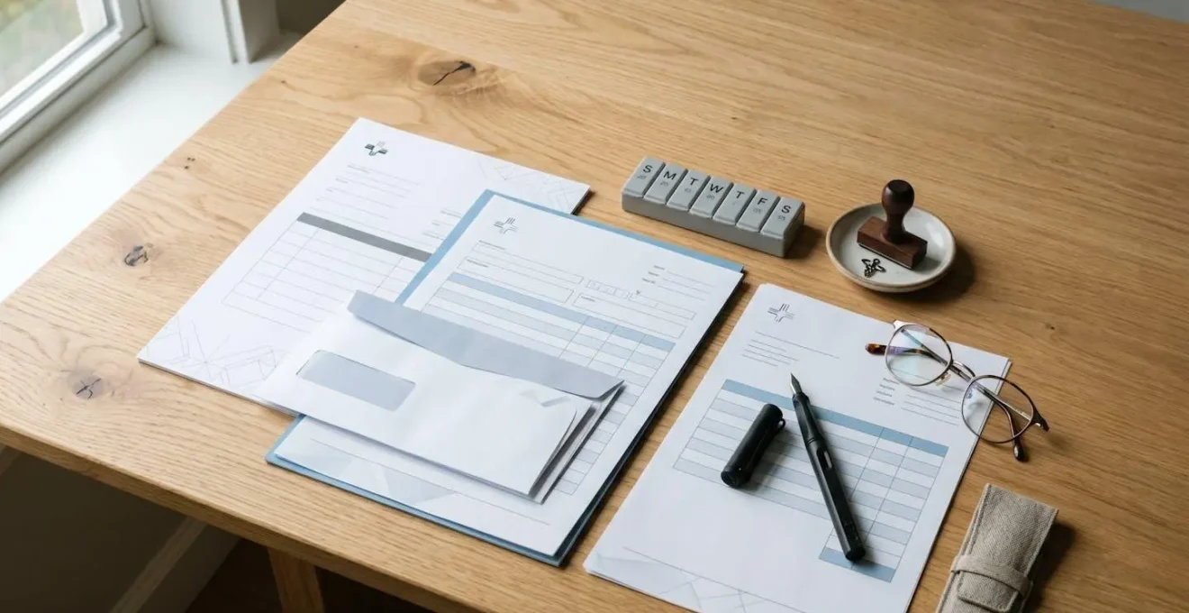 Documents administratifs de remboursement pour une cure thermale organisés sur une table