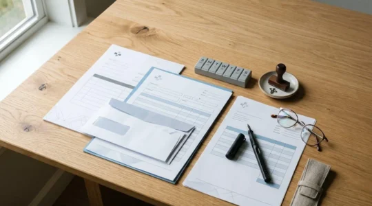 Documents administratifs de remboursement pour une cure thermale organisés sur une table