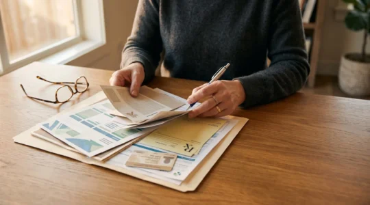 Patient consultant ses documents de santé et remboursements dans un environnement calme et rassurant