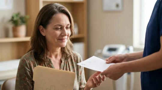 Personne consultant un professionnel de santé pour une prescription d'activité physique adaptée