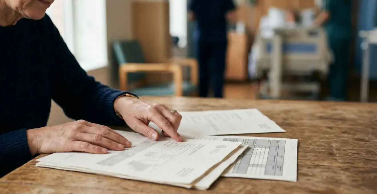 Consultation médicale et documents de remboursement illustrant les dépassements d'honoraires